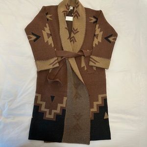 L’AGENCE Tommie Coatigan in brown multi NWT